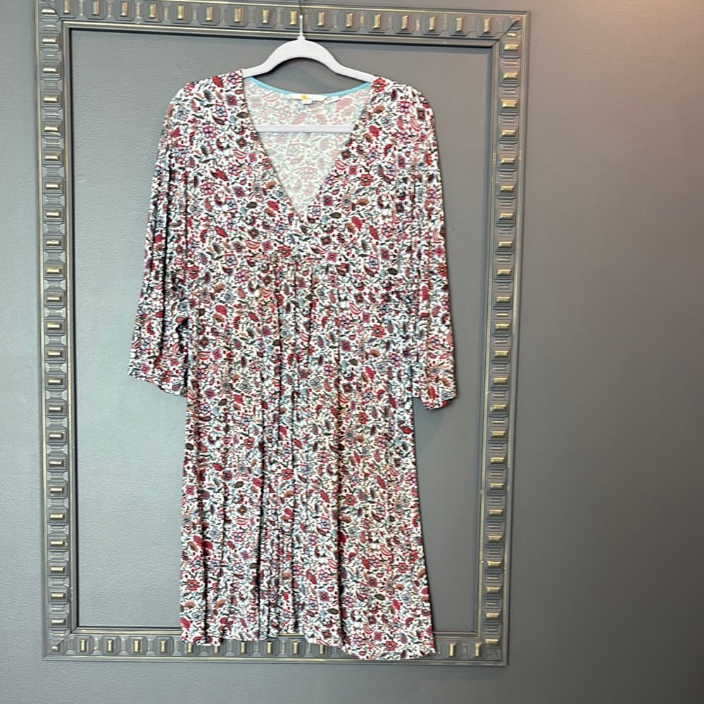 Boden Floral Mini Dress in White and Red